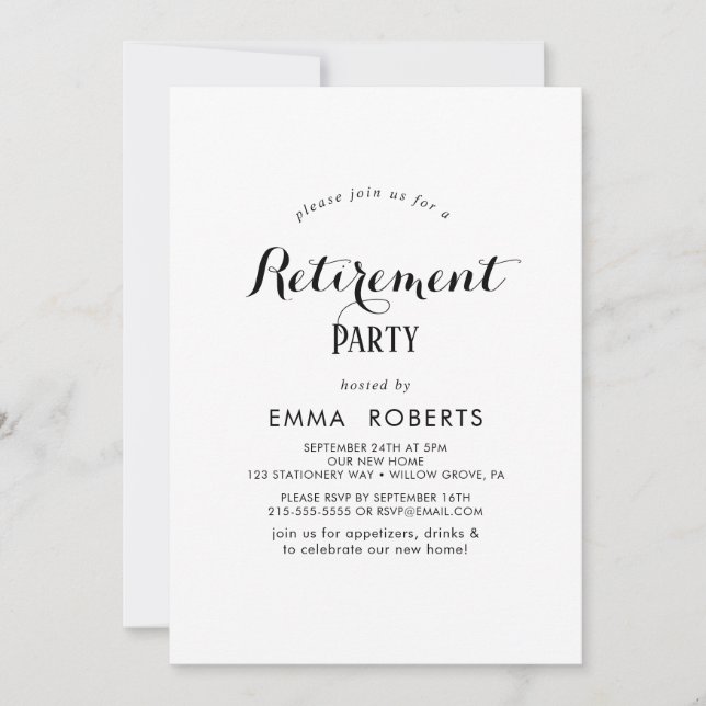 Modern Script Retirement Party Invitation (Front)