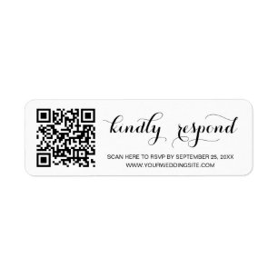 Modern Script Return Label RSVP QR Code Return Address Label