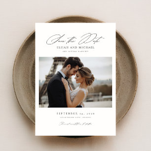 Modern Script Romantic Wedding Photo Save The Date Invitation
