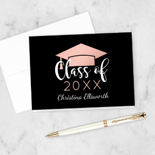 Modern Script Rose Gold 2021 Custom Graduation Thank You Card