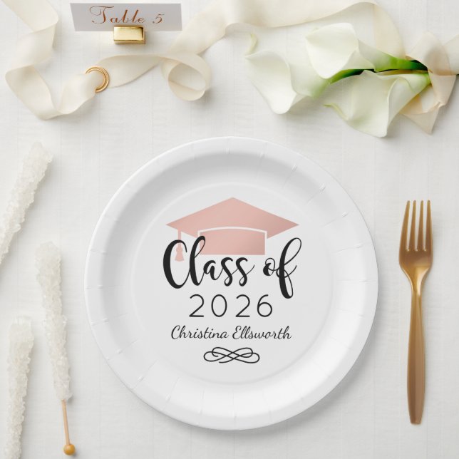 Modern Script Rose Gold 2026 Paper Plate (Wedding)