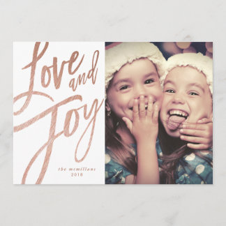 Modern Script | Rose Gold | Holiday Photo Card