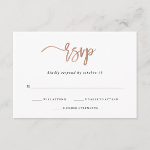 Modern Script Rose Gold Wedding Response