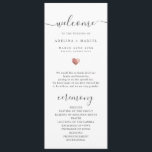 Modern Script Rose Gold Welcome Wedding Program<br><div class="desc">This chic wedding program shines with simplicity. Modern typography and gorgeous calligraphy accented by a pretty heart in (printed) rose gold,  this order of service with a summary of key people on the back is both minimalist and elegant.</div>