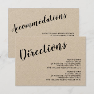 Modern Script Rustic Kraft Paper Wedding Details Invitation