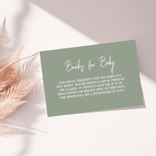 Modern Script Sage Gree Baby Shower Book Request  Enclosure Card