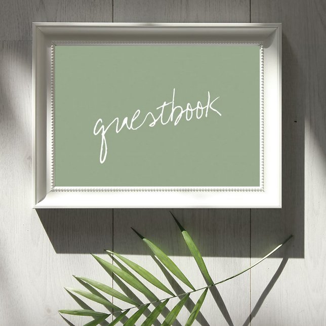Modern Script Sage Green Minimalistic Wedding Poster (Creator Uploaded)