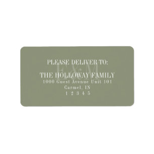 Modern Script Sage Green Monogram Wedding Label