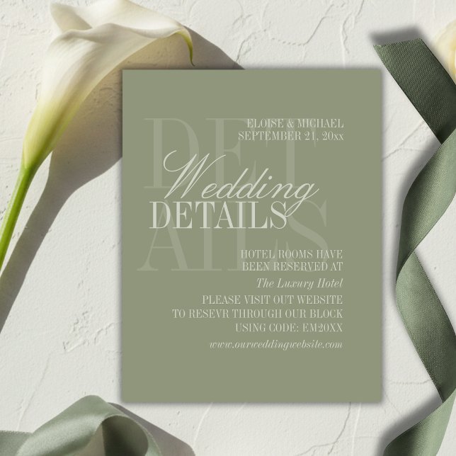 Modern Script Sage Green Wedding Details QR Enclosure Card (Modern Script Sage Green Wedding Details QR Enclosure Card)