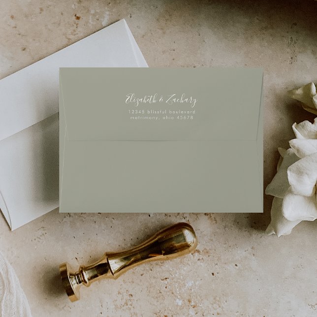 Modern Script Sage Green Wedding Envelope (Creator Uploaded)