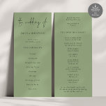 Modern Script Sage Green Wedding Program<br><div class="desc">Modern Script Sage Green Wedding Available digitally and printed. A modern typographical design for your wedding programs. The main header is in a stylish set script and the rest of the text you can easily personalise. You can change the text and background colours if you wish to match your wedding...</div>
