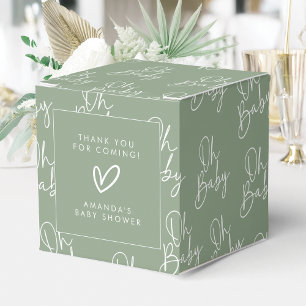Modern Script Sage Oh Baby Simple Baby Shower Favour Box