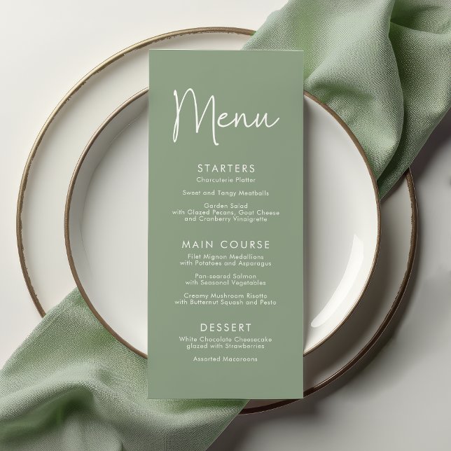 Modern Script Sage Oh Baby Simple Baby Shower Menu (Creator Uploaded)