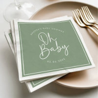 Modern Script Sage Oh Baby Simple Baby Shower
