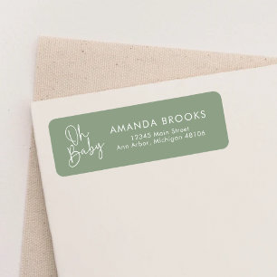Modern Script Sage Oh Baby Simple Return Address Return Address Label