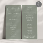 Modern Script Sage Wedding Program<br><div class="desc">Modern Script Sage Wedding Program. Available digitally and printed. A modern typographical design for your wedding programs. The main header is in a stylish set script and the rest of the text you can easily personalise. You can change the text and background colours if you wish to match your wedding...</div>