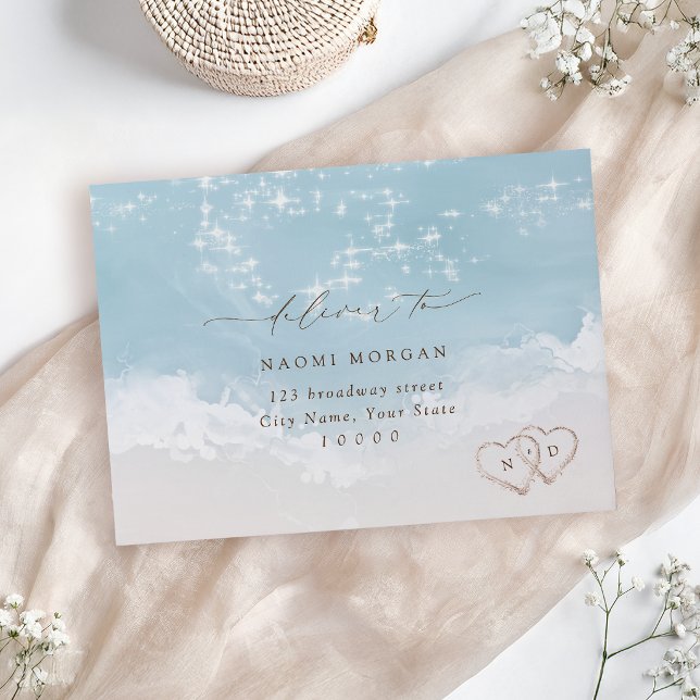 Modern Script Sand Hearts Beach RSVP Envelope (Modern Script Sand Hearts Beach RSVP Envelope)