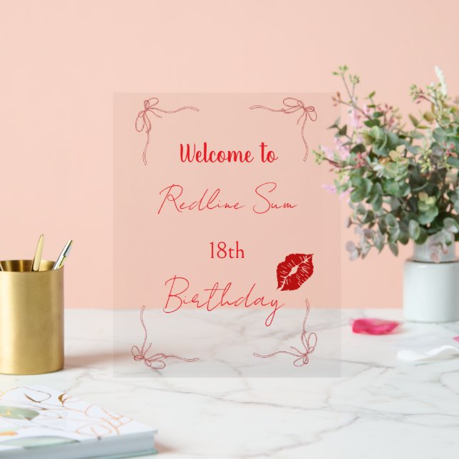 Modern Script Sassy  Birthday Welcome Acrylic Sign (Wedding)