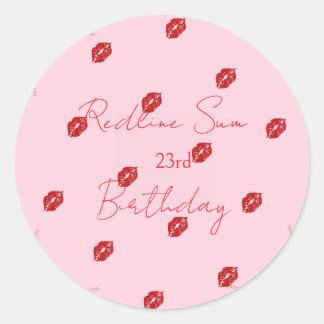 Modern Script Sassy  Pink  Bow Birthday Welcome Classic Round Sticker