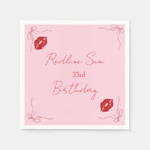 Modern Script Sassy Pink Bow Birthday Welcome Napkin