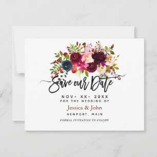 Modern Script Save our Date, Watercolor Flowers The Date