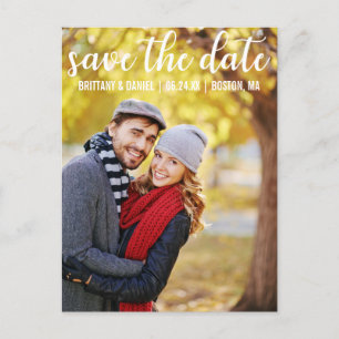 Modern Script   Save The Date Couple Photo Postcard