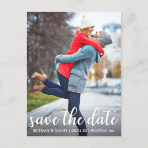 Modern Script Save The Date Photo Announcement Postcard