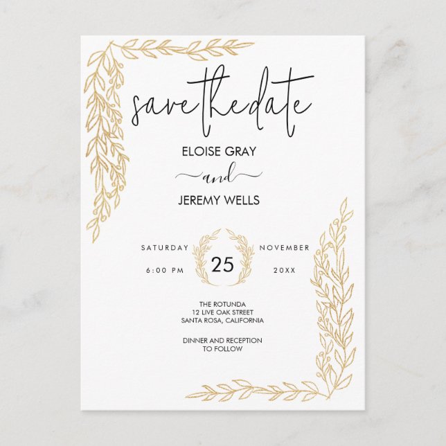 Modern Script Save the Date Postcard (Front)