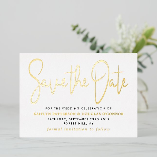 Modern Script Save The Date Real (Standing Front)