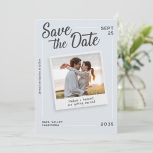 Modern Script Save the Date Retro Photo Wedding
