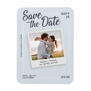Modern Script Save the Date Retro Photo Wedding Magnet