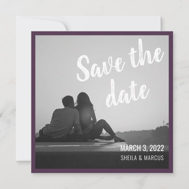 Modern Script Save The Date Wedding Photo Card (Front)