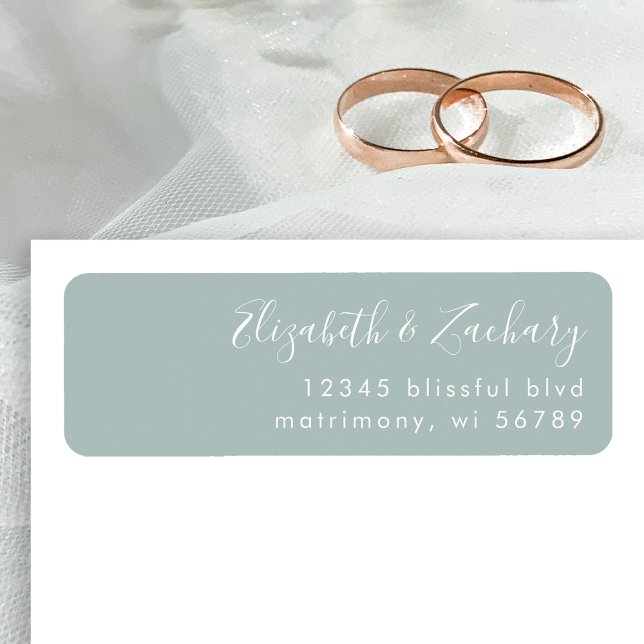 Modern Script Sea Glass Wedding Return Address Label (Creator Uploaded)