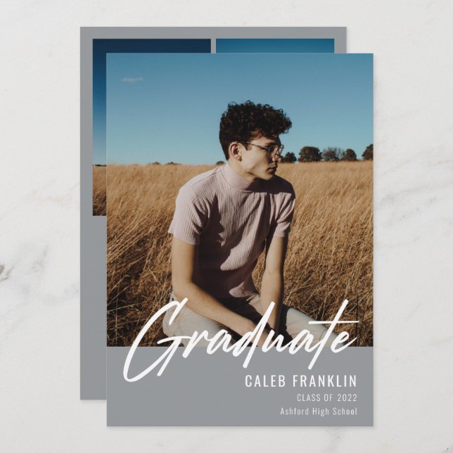 Modern Script Senior Class Photo Graduation (Front/Back)