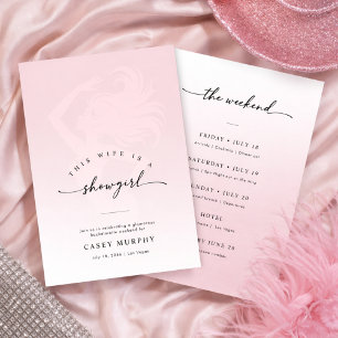 Modern Script Showgirl Blush Bachelorette Weekend Invitation
