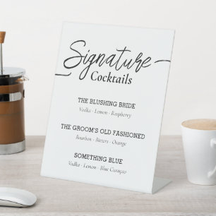 Modern Script Signature Cocktails Event Pedestal Sign