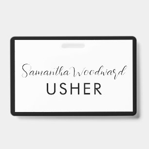 Modern Script Signature Usher Name Badge ID Badge