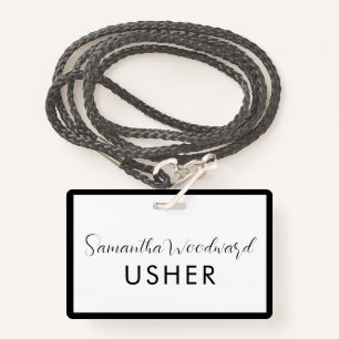 Modern Script Signature Usher Name Badge ID Badge