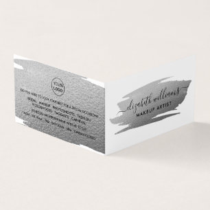 Modern Script Silver Foil Brushstroke Loyalty Business Card