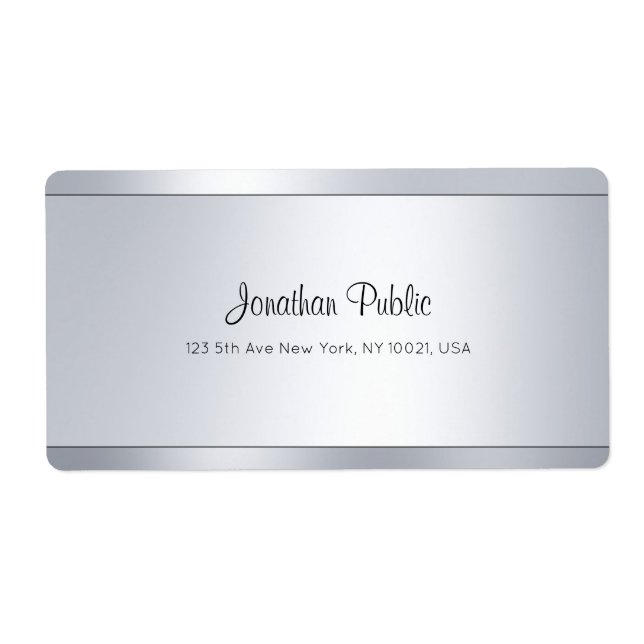 Modern Script Silver Glam Cool Shipping Address (Front)