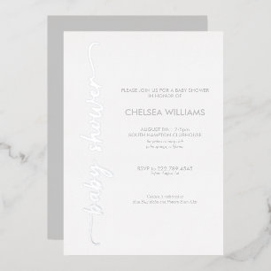 Modern Script Silver Real Foil Baby Shower