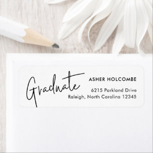 Modern Script Simple Graduation Return Address Return Address Label