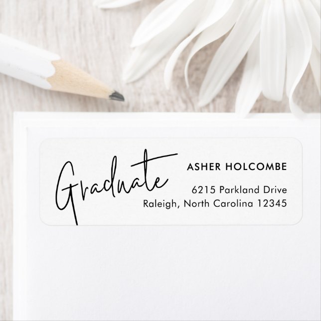 Modern Script Simple Graduation Return Address Return Address Label (Insitu)
