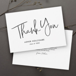 Modern Script Simple Graduation Thank You Card