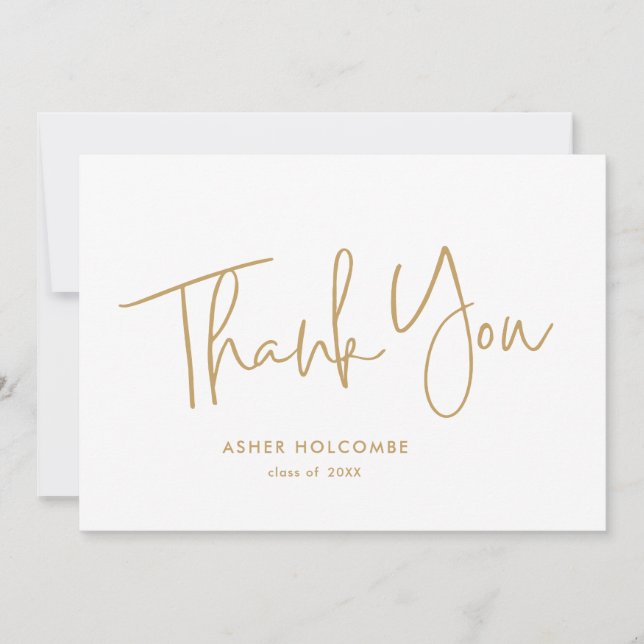 Modern Script Simple Graduation Thank You Card (Front)