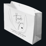 Modern Script Simple Heart Wedding Thank You  Large Gift Bag<br><div class="desc">Simple personalised wedding thank you gift bag. Features a thin script and small heart on each side.</div>