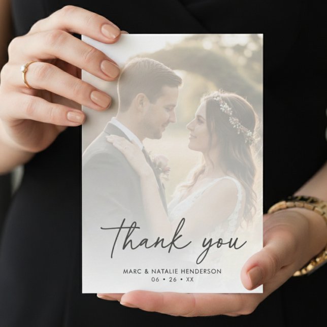Modern Script Simple Minimal Wedding Thank You Card (Creator Uploaded)