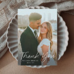 Modern Script Simple Petite Photo Wedding Thank You Card<br><div class="desc">Modern Script Simple Petite Photo Wedding Thank You Card. Click the edit button to personalise this design to fit your needs.</div>