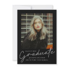 Modern Script Simple Photo Graduation Invitations