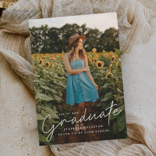 Modern Script Simple Photo Graduation Magnetic Invitation